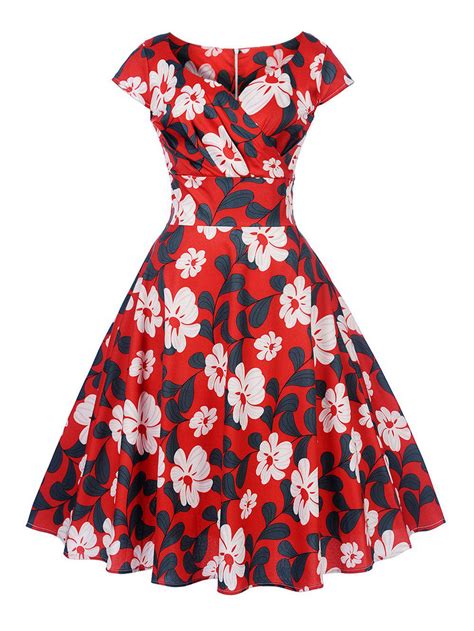 Off New Women S Vintage S S Retro Rockabilly Pinup Housewife Party Swing Dress Rosegal