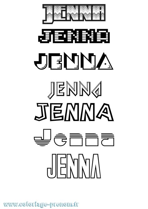 coloriage du prénom jenna à imprimer ou télécharger facilement