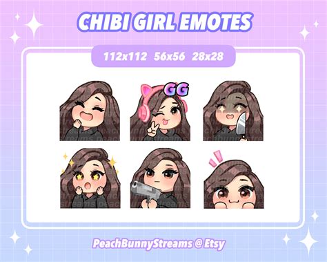 Cute Chibi Girl Twitch Discord Emote Pack Set 2 Gaming Etsy Australia