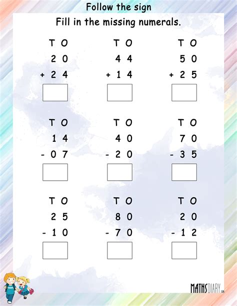 Follow The Addition And Subtraction Sign And Solve Math Worksheets