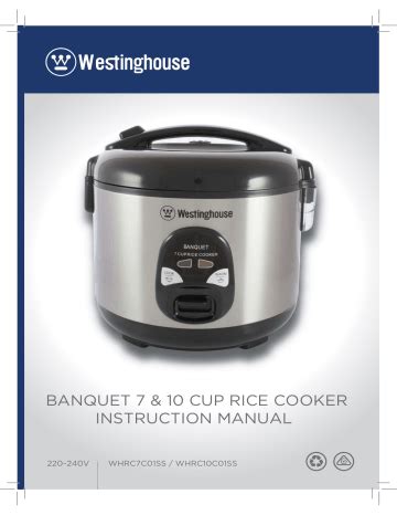 Westinghouse WHRC10C01SS Rice Cooker User Manual Manualzz