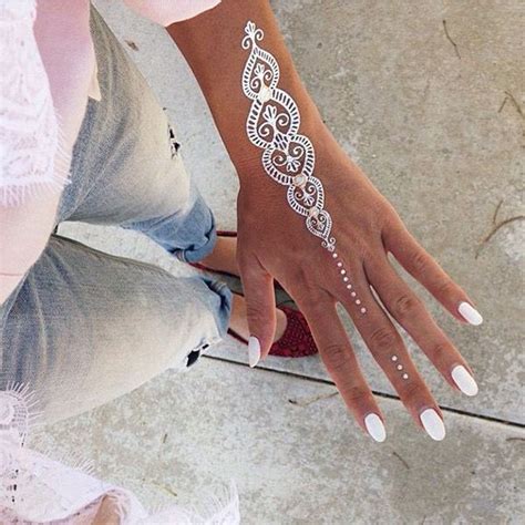 Add to favorites white henna cone, white temporary tattoo, boho henna cone, festival accessories, boho tattoo, temporary tattoo hennahavens 4.5 out of 5 stars (51. 19 Stunning White Henna Designs For You