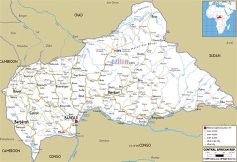 Grande Mapa De Carretera De República Centroafricana Con Ciudades Y