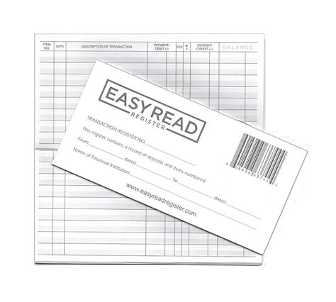 Easy Read Register 10 Checkbook Transaction Registers For Personal