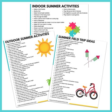 Summer Activities Printables Creative Home Keeper