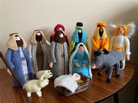 Hand Knitted Nativity Set To Include Donkey And Angel Etsy