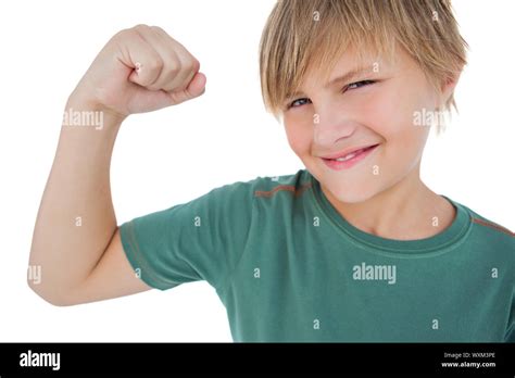 Little Boy Flexing Muscle Hi Res Stock Photography And Images Alamy