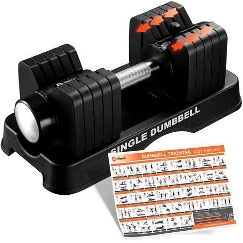 Lifepro Adjustable Dumbbell 55lbs Single Weight Set For Home Gym With