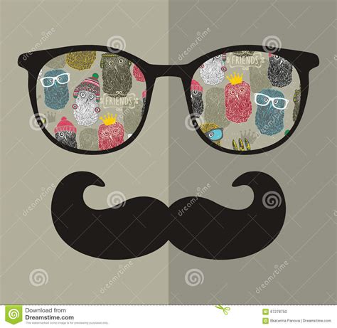 abstract portrait of man in sunglasses and with moustache stock vector illustration of frame