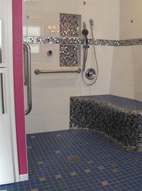 ‍ accessible shower pans for all applications. Uniquely Styled Wheelchair Accessible Bathroom by Lori ...