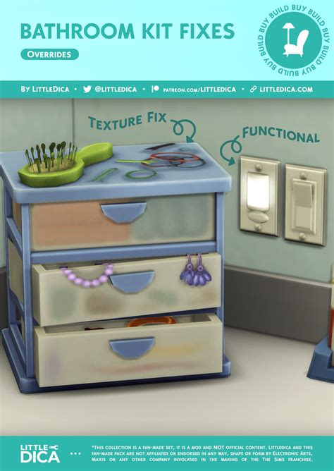 The Sims 4 Bathroom Clutter Kit Fixes Littledica On Patreon Sims Four