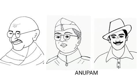 Independence Day Drawing Freedom Fighters Drawing Gandhi Ji