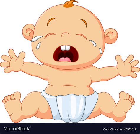 Cute Baby Crying Isolated On White Background Vector Image