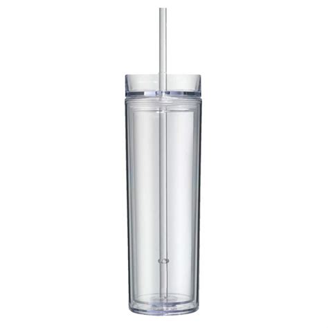 Clear 16 Oz Bpa Free Skinny Acrylic Tumbler Double Wall With