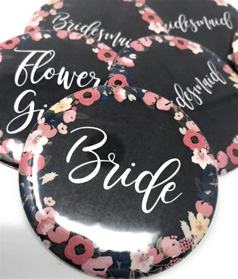 Bridal Party Pins Wedding Party Title Pins Name Tags Bridal Etsy