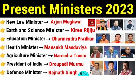 Modi Cabinet Ministers List 2023 Present Ministers Of India 2023
