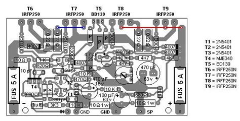 200W MOSFET Amplifier Based IRFP250N PCB Design Circuit Schematic