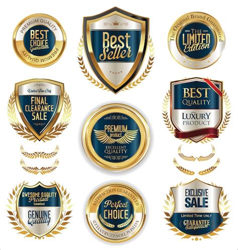Premium Vector Golden Badges And Labels