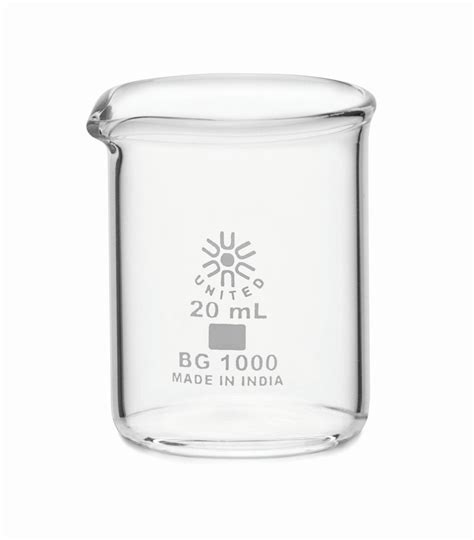 United Scientific Beakers Low Form Borosilicate Glass 20ml