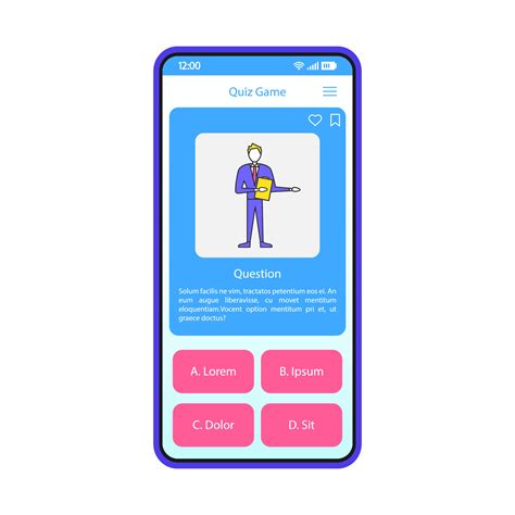 Quiz Game App Smartphone Interface Vector Template Mobile Page Blue