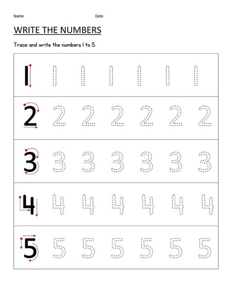Tracing Numbers 1 5 Kids Learning Activity Preschool Number
