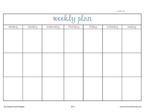 Monday To Friday Planner Template