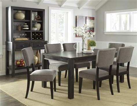Gavelston Urbanology Black Gray Wood 7pc Dining Room Set | Dining room