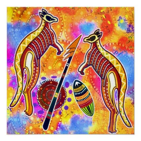 Kangaroos Poster In 2020 Aboriginal Art Art Custom Posters