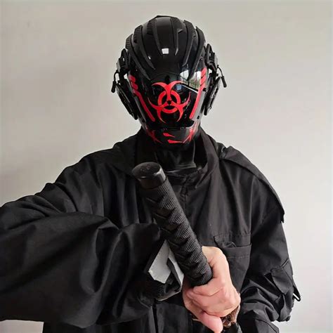 Fashion Cold Punk Mask For Men Red Decals Full Face Mask Halloween