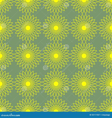 Vector Seamless Pattern With Abstract Yellow Flowers Stock Vector