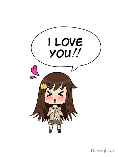Chibi Anime Girl Says I Love You Stickers By Theskyisup Redbubble