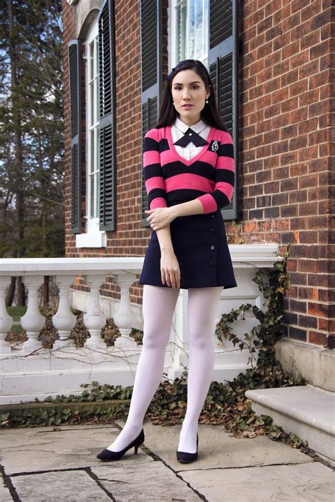 Navy And Pink White Tights Fashion Tights Colored Tights Outfit