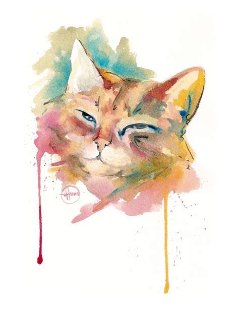 Abstract Cat Portrait Series 04 Painting By Alan Khum Fine Art America