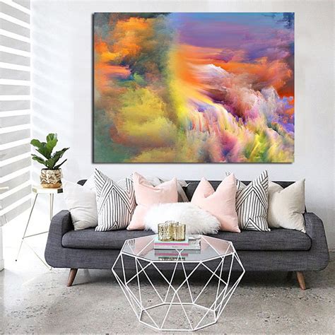 Jqhyart Abstract Colorful Cloud Modern Home Decor Oil Painting Wall