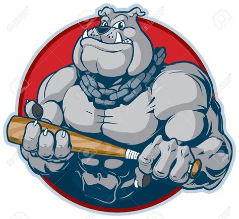Vector Cartoon Clip Art Illustration Of A Tough Mean Muscular Bulldog