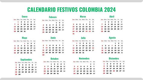 Calendario Festivos 2024 en Colombia conozca los festivos del año y