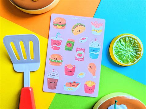 Fast Food Sticker Sheet Kawaii Stickers Cute Stationery Junk Food