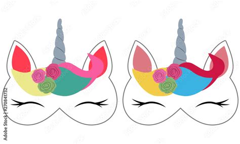 Antifaz Mascara Unicornio Ilustración Vector Fondo Blanco Stock Vector
