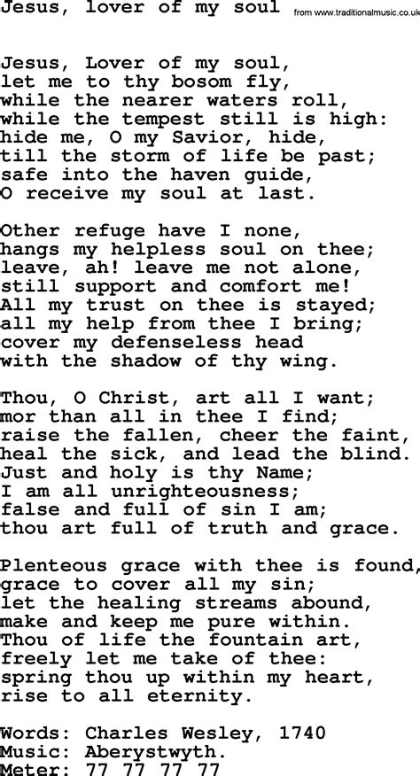 Lent Hymns Song Jesus Lover Of My Soul Lyrics Midi Music And PDF