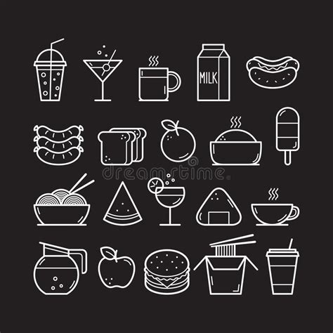 Food And Drink Icons Stock Vector Illustration Of Meal 164389790