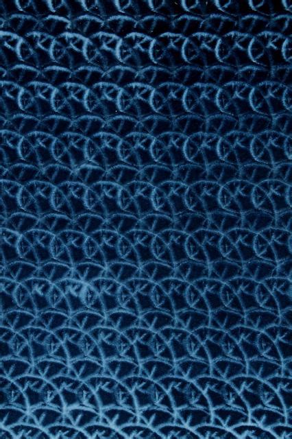 60s Vintage Blue Crushed Velvet Upholstery Fabric Mod Squiggle Figured