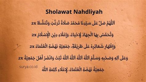 Lirik Sholawat Nahdliyah Tulisan Latin Dan Artinya Id