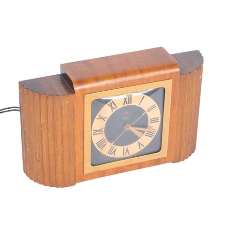 Lot Telechron Art Deco Wooden Mantel Clock Circa H X W