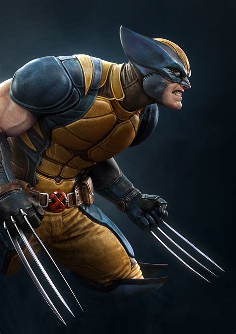 Wallpaper X Men Wolverine Claws Artwork Blue Background Mutant
