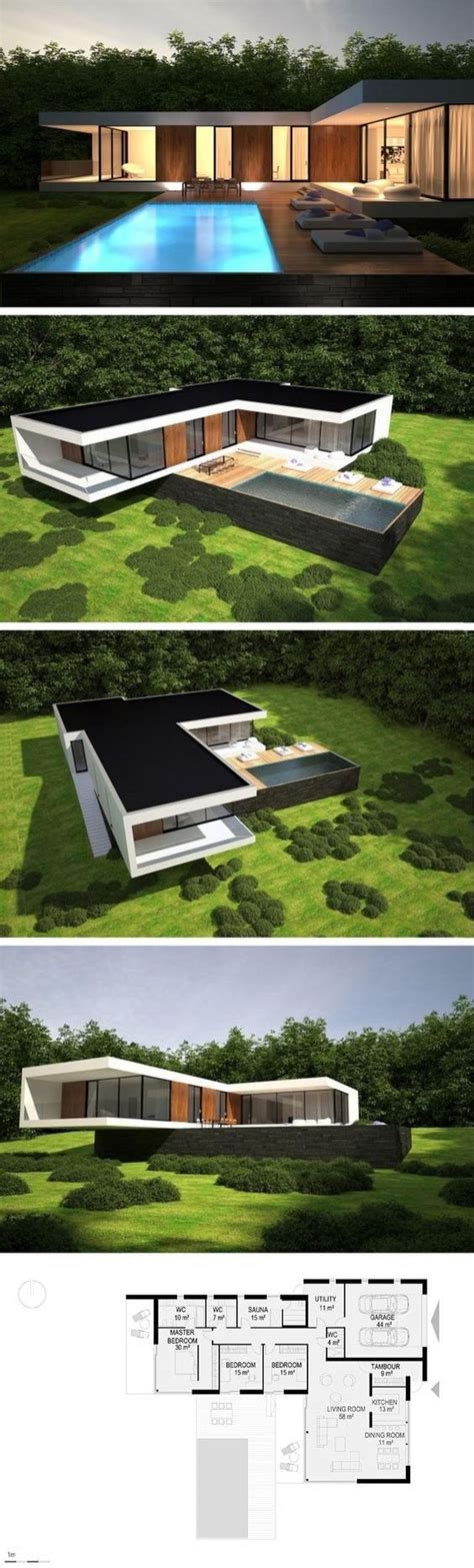 Modern Futuristic House Exterior Design Plus Floorplan Architecture