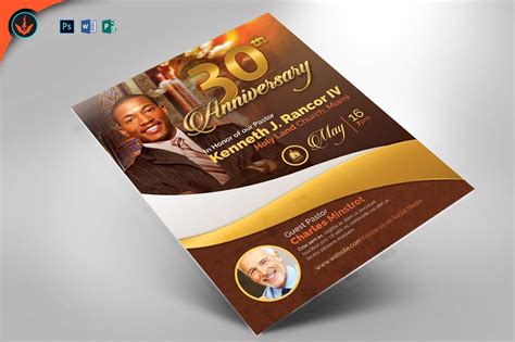 Gold Pastor Anniversary Flyer Pastor Anniversary Flyer Template Flyer