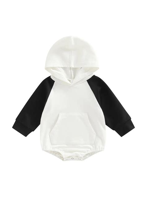 Infant Baby Boy Girl Hooded Sweatshirt Romper Long Sleeve Letter Print