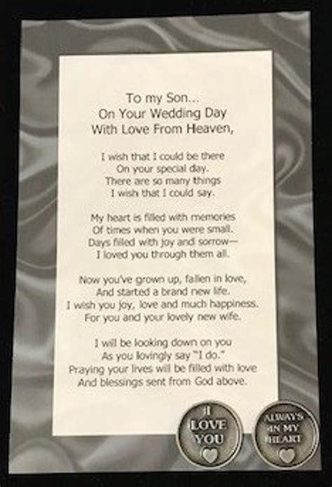 My Son Wedding Day With Love From Heaven Token Set Etsy