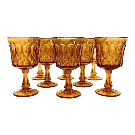 Amber Water Goblets Set Of 8 Amber Glassware Glassware Colored Glassware