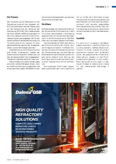 Anzeige Dalmia Ausgabe 10 2021 Stahl Technik